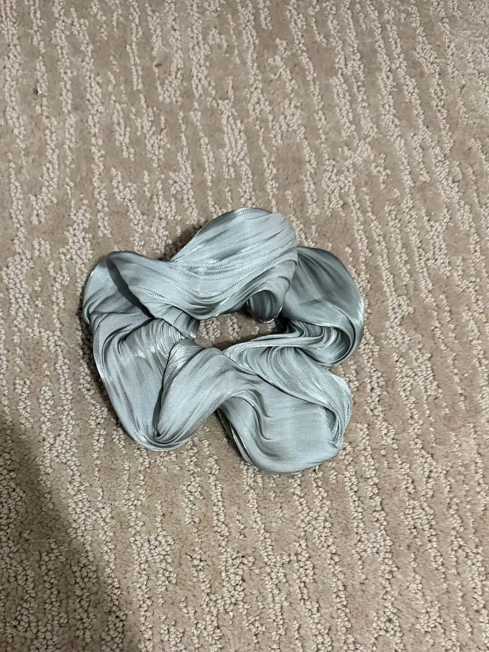 Kaxi Green Pleated Satin Scrunchie